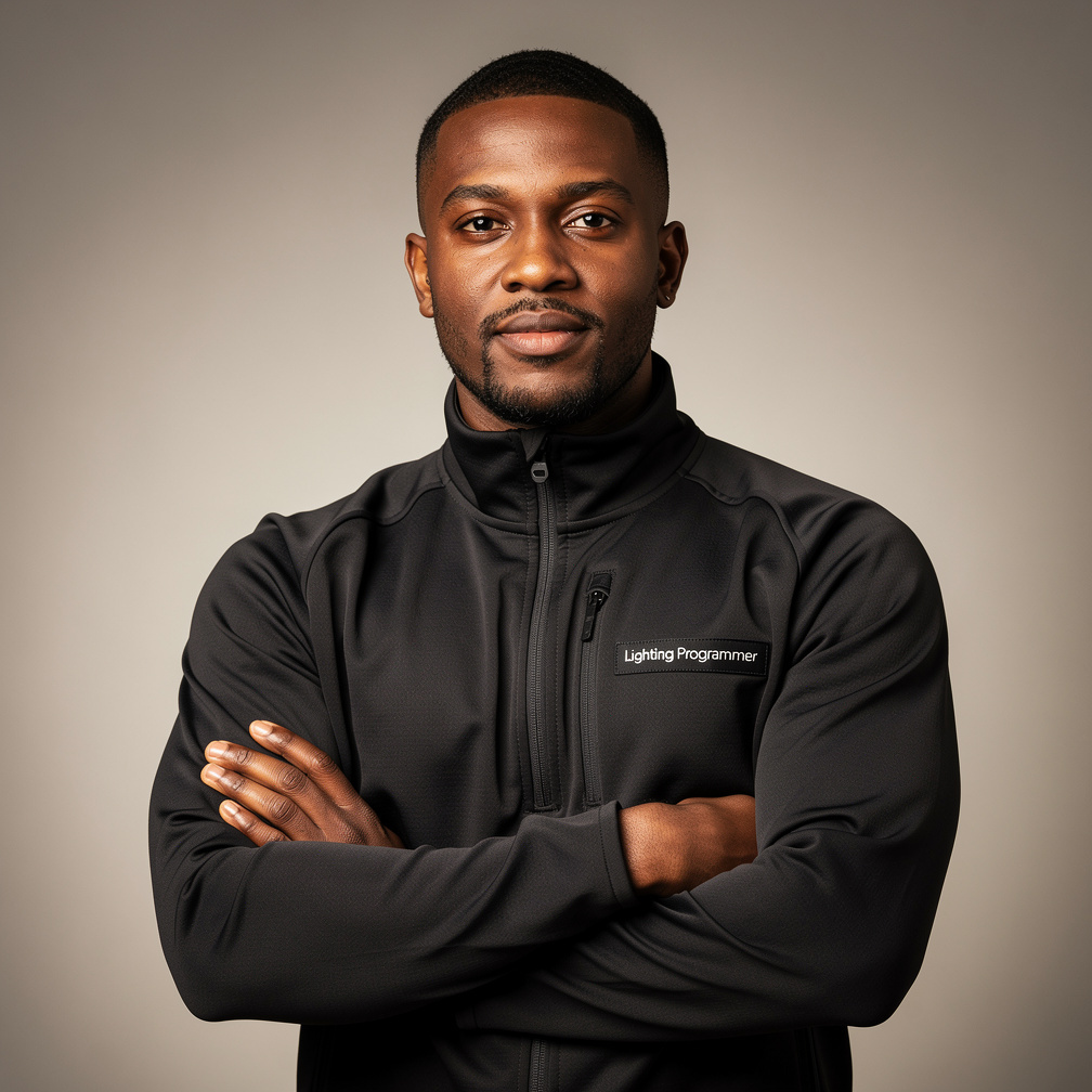 Studio portrait of a black man lighting programmer