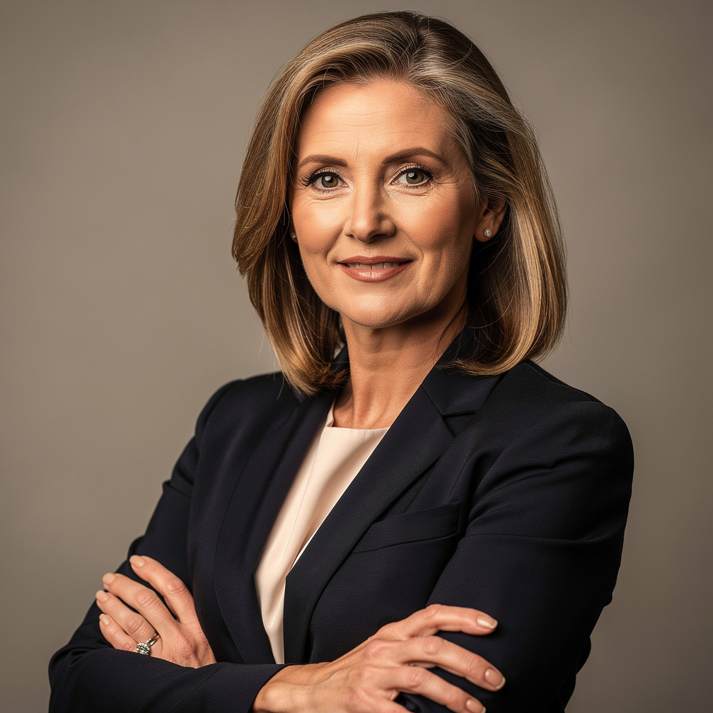 Studio portrait of a white woman technical director